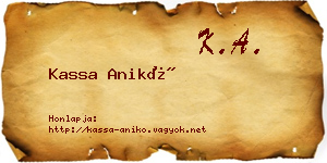 Kassa Anikó névjegykártya